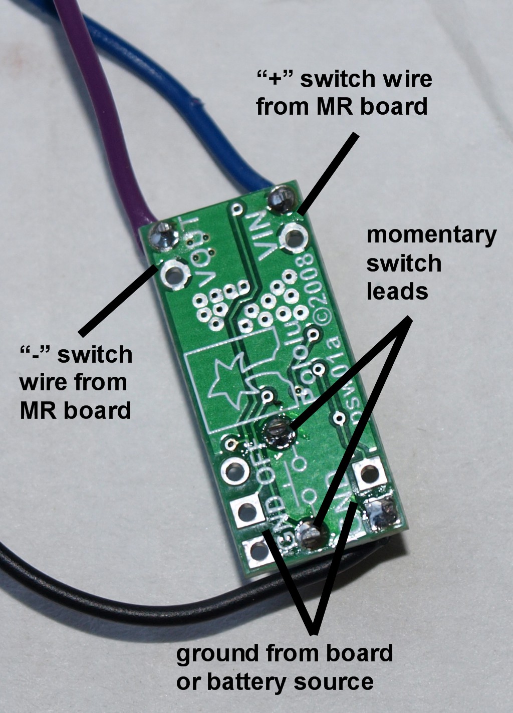 How to hook up a Pololu momentary to latching board for MR board